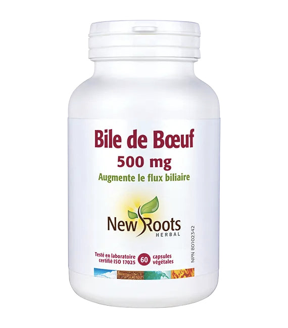 Bile de boeuf 500mg - Augmente le flux biliaire - New Roots - 60 capsules
